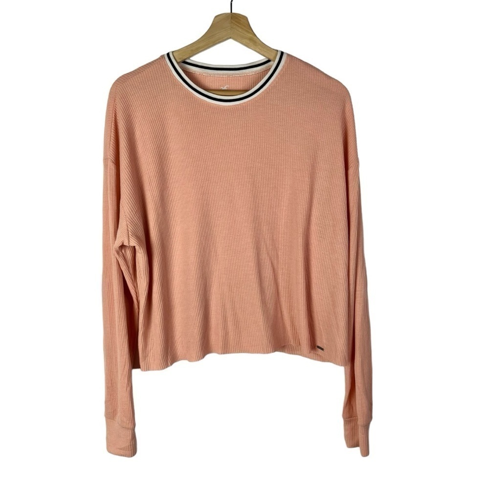 Hollister Peach Pink Thermal Crewneck Long‎ Sleeve T-Shirt M